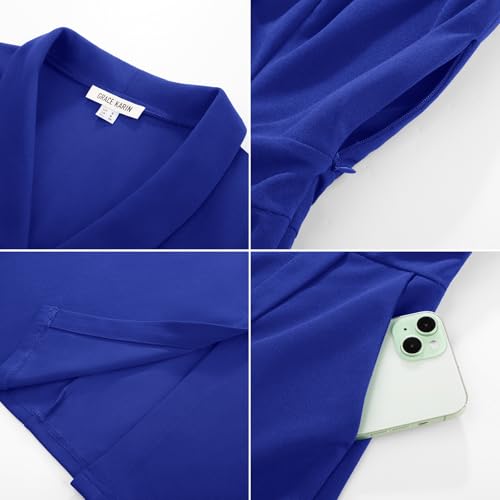 Image of GRACE KARIN Women Work Bodycon Dresses 2026,Business Office Midi Cap Sleeve Button Pencil Formal Outfits with Pockets
