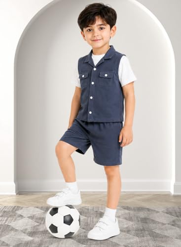 Image of 3BROS Kids Cotton Shirt Shorts Set for Boys Kids Clothing /Boys Clothing Set (Party /Festive) Wear
