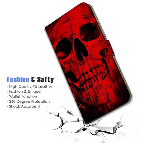 For Samsung A12,For Samsung Galaxy A12, Designed Flip Wallet Phone Case Cover, A24728 Horror Red Skull 24728 #TOP2