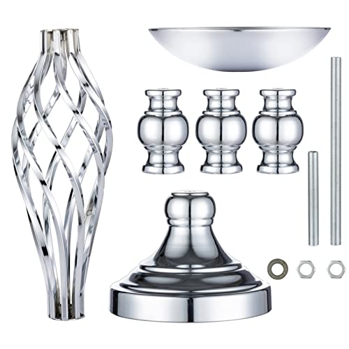 Set Of 2 Versatile Silver Flower Arrangement Stand & Pillar Candle Holder Set For Wedding Party Dinner Centerpiece Event Restaurant Hotel Decoration (Silver Twist Style, 2 X L) #TOP6