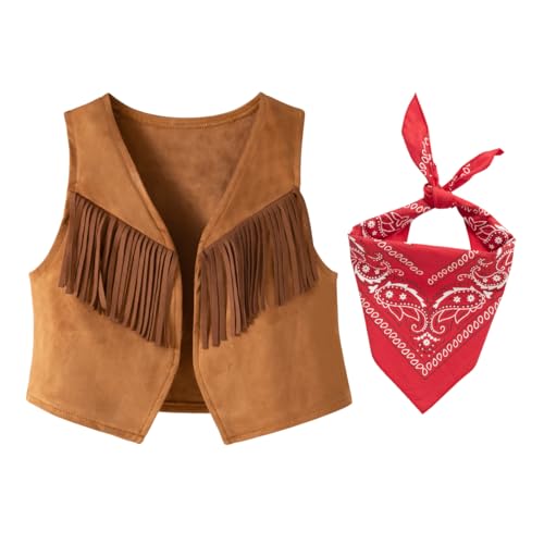 LXKIKMM Western Cowboy Style Costume Kids Vest with Bandana 6-7 Years