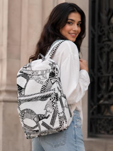 Image of Doraya Cotton Quilted Unisex Backpack Hand Block Floral Printed Design Stylish Eco-Friendly Bag for School, Travel, and Everyday Adventures