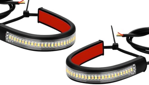 Huyopu 2 PCS Motorcycle LED Turn Signal Light, Switchback Fork DRL Strip