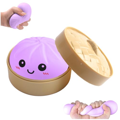 Géant Paillettes Squishys Ravioli,Boulette Bao Anti-Stress Presser avec Cuiseur Vapeur,Glitter Dumplings Squishy,Squishys De Boulettes Mystère Géant,Jouets Anti-Stress pour Enfant & Adulte