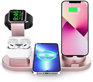 Wireless Charging Station, 4 in 1 Multi Charger Station for iPhone 14/13/12/11 Pro Max/X/Xs Max/8/8 Plus/Samsung Phones, iWatch Series 7/6/5/SE/4/3/2, AirPods 3/2/pro