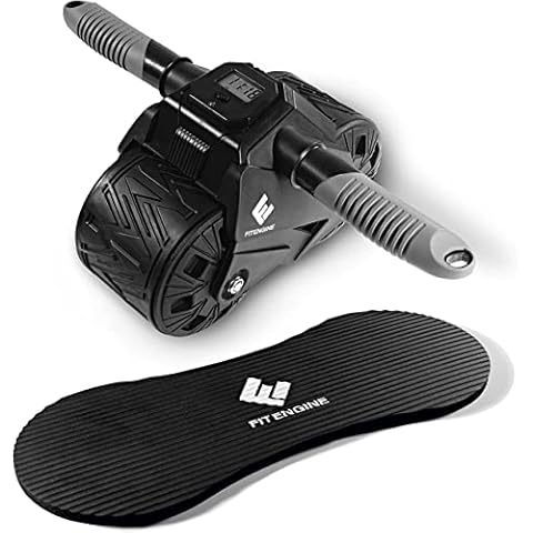 FitEngine Abdominal trainer for training the abdomen, arm, shoulder and back muscles, integrated display, non-slip handles for more safety Cover