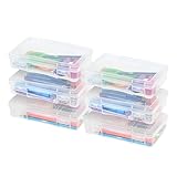 IRIS USA Pencil Case Boxes, 6-Pack, |Made in USA|, Plastic Bead Organizing Containers with Snap Lid for Arts, Crafts, Ephemera, Stickers, & Dance Cheer, Clear - Medium