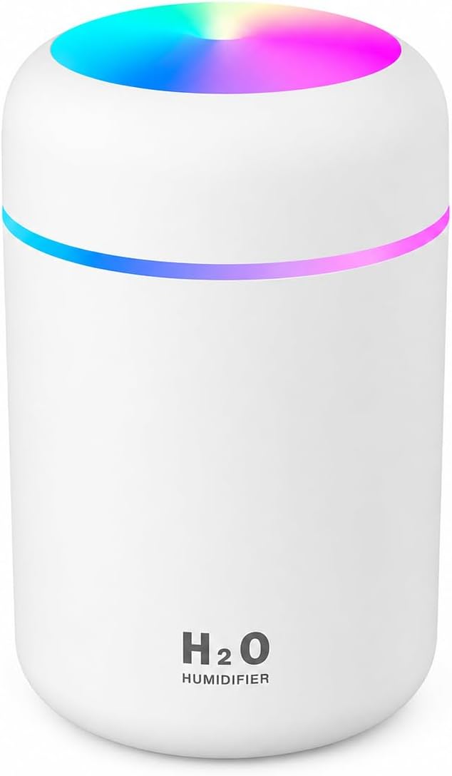 Neo Şarjlı Hava Nemlendirici 300ML RGB Işıklı Type-C Buhar Makinesi Sessiz Ortam Nemlendirici Aroma Difüzörü 1 Adet Filtre Hediye