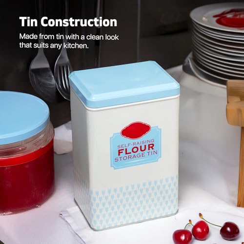 Flour Storage Containers | Self Raising Flour Tin with Lid | 18.5 X 9.2 X 12 Cm Storage Tins to Keep Flour Fresh & Clean (Self Raising) - Image 4