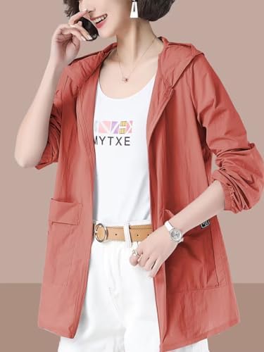 lightweight hooded jacket, Red, X-Large Plus - 3