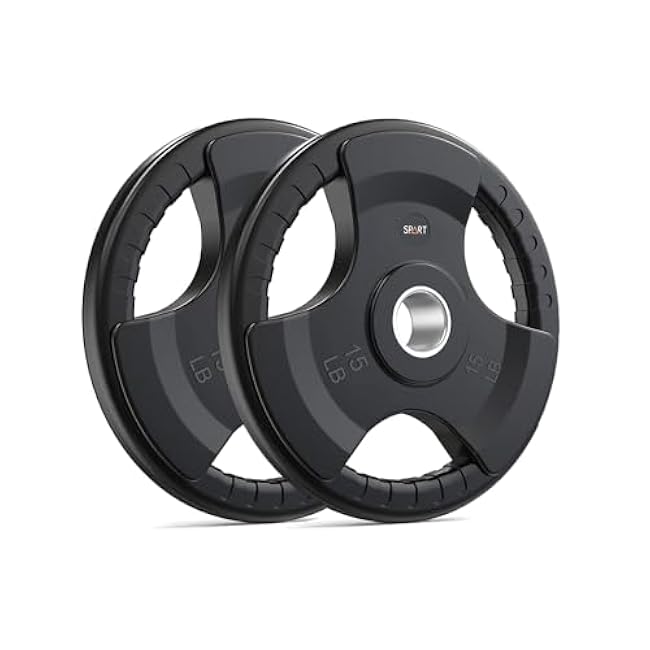 SPART Weight Plate 2-Inch Rubber Coated Olympic Grip Plate for Barbell,Solid Cast Iron Weight Plates in Pairs or Single for Strength Training,Weightlifting,Crossfit,Home Gym(5LB/10LB/25LB/35LB/45LB)