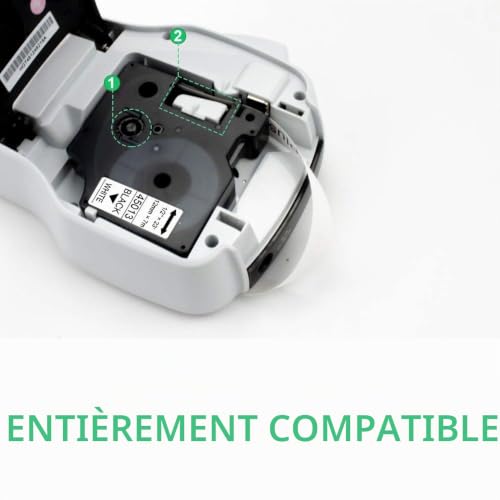 UniPlus 5x Ruban pour Étiqueteuse Compatible pour Dymo D1 45013 S0720530 Rubans d'étiquettes pour Dymo LabelManager 100 150 120P 160 200 280 220P 210D 260P PnP 360D 12mm x 7m Noir sur Blanc – vue 3