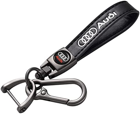 SWR Genuine Leather car Keychain Suitable for Audi R8 Q3 Q5 Q7 S3 S4 S5 S6 S7 A3 A4 A5 A6 A7 A8 Family present Men's & Women's Black