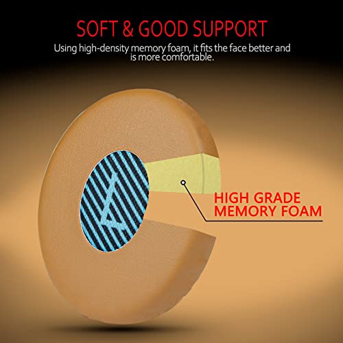 Image of Krone Kalpasmos Bose OE2 Replacement Ear Pads - Soft Leather & Memory Foam, Fits Bose Over-Ear 2 (OE2, OE2i) - Blue Scrim, Khaki
