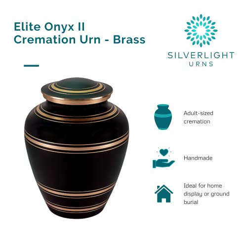 Elite Onyx Ii Brass Cremation Urn For Ashes, Brass, Black Urn, Adult Sized Cremation Urn, 9.75 Inches High #TOP3
