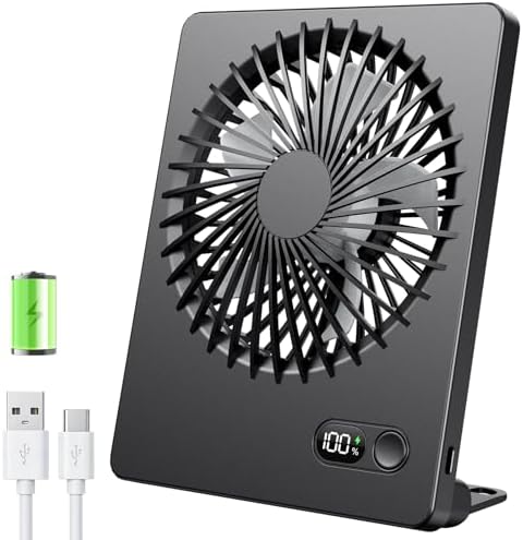 TriPole Tischventilator Leise, 2000mAh Ladefähige USB Ventilatoren Ausführen Bis zu 4-16 Std, 3 Geschwindigkeiten Tragbarer Akkulüfter-30dB, 180°Einstellbar, für Büro, Bibliothek,