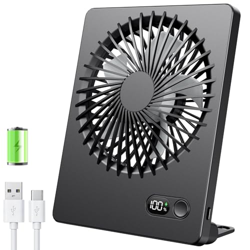 TriPole Tischventilator Leise, 2000mAh Ladefähige USB...