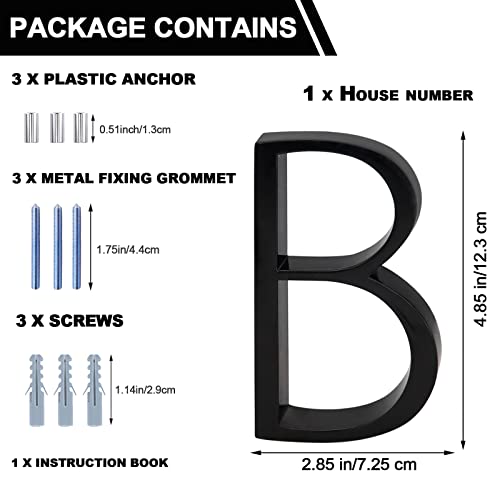 House Address Numbers for Outside/Black Address Letter B - Zinc Alloy Floating Shadow Metal House Numbers for Outside, Rust Protection Mailbox Number (Letter B) - Thumbnail 3