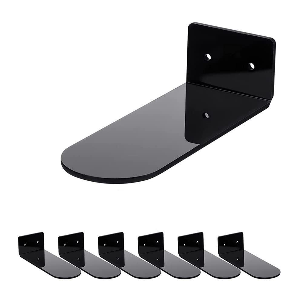 6 Sets Floating Shoe Shelves for Wall, Clear Acrylic Shoe Display for Sneakers Shoe Rack Extra Thick with Screws and Anchors, Wall Mounted Display Shoe Shelves (Black)