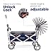 Creative Outdoor Wagon for Kids Push Pull Collapsible Stroller Folding Cart | Silver Series | Beach Park Garden & Tailgate | Navy Blue
