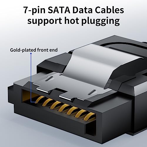 Bolaazul Sata Cable Iii Right Angle & Straight, 2-Pack Sata Data Cables 90 Degree + Sata 3 Cable Straight To Straight, 6Gbps Tangle-Free Sata Cable 7Pin Black With Locking Latch For Hard Drive Ssd #TOP5