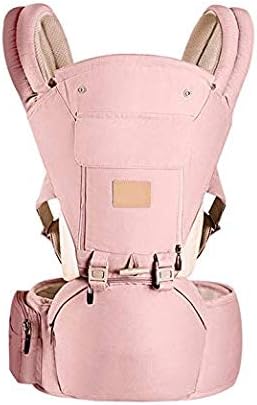 Baby Carrier Ergonomic with Cushion Hip Seat and Windproof Cap,3 in 1 for All Seasons of Newborn, Infant, Toddler-Pink