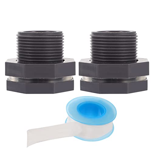 SOLUSTRE 2pcs Bulkhead Fitting Connector for Rain Barrels Water Tanks Pvc Pipe Compatible