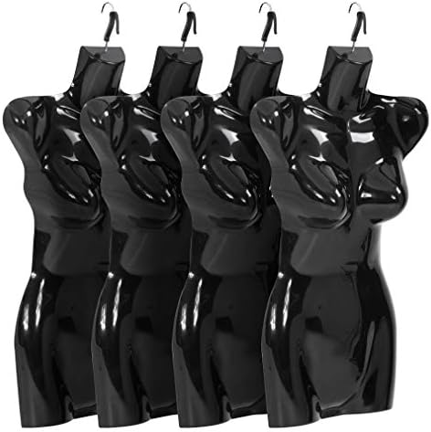 4PCS Female Male Mannequin Torso Dress Form Sewing Manikin 27 Inch 30 Inch Height Dress Model Mannequin Display Head Dress Mannequin Clothing Form Metal Hook (27inch, Black)