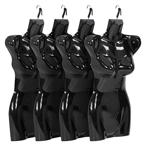 4Pcs Female Male Mannequin Torso Dress Form Sewing Manikin 27 Inch 30 Inch Height Dress Model Mannequin Display Head Dress Mannequin Clothing Form Metal Hook (27Inch, Black) #TOP17