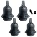 4pack Black E26 E27 Light Socket Pendant Lamp Holder For Lamp Socket And Fixture Replacement Plastic Lamp Socket for DIY Projects Without Switch ,4-pack