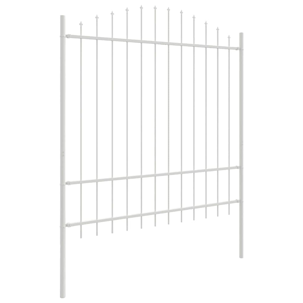 Gartenzaun Woerden Weiß, Pulverbeschichteter Stahl Zaunelement 170 x 215 cm, Wetterfester Sichtschutz für Terrasse, Vorgarten, Grundstück, Stabiler Metall Doppelstabmatte Zaun