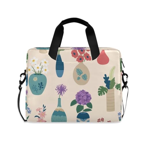 MiaoLD パソコンケース PCケース 花柄 雛菊 花瓶 エレガント かわいい 可愛い ノートPCインナーケース 15.6インチ A4対応 耐衝撃 超強保護 ノートパソコンバッグ ビジネスバッグ レディース メンズ 通勤 通学 出張 手揚げ ショルダー付