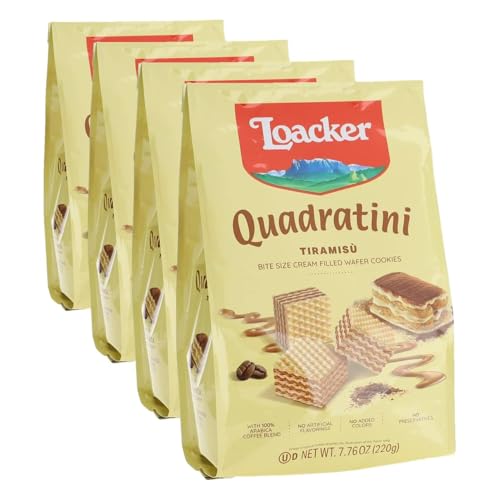 Image of Loacker Quadratini Tiramisu' Wafer, 220g /7.76oz (Pack of 4)