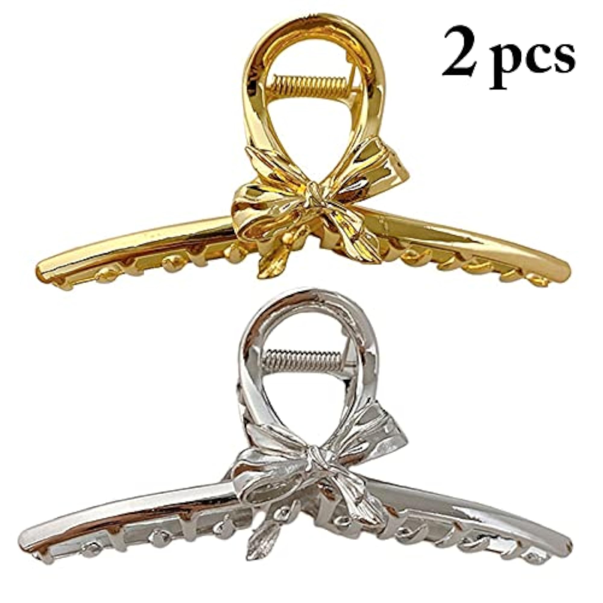 2pcs Large Interlocking Teeth Hair Claw Clips, Korean Style