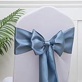 Dusty Blue Chair Sashes 50 Pack, Gankar Dark Blue Chair Ribbons Ties for Wedding Party Restaurant Baby Shower Celebration Events Decoration Chair Ties Bows
