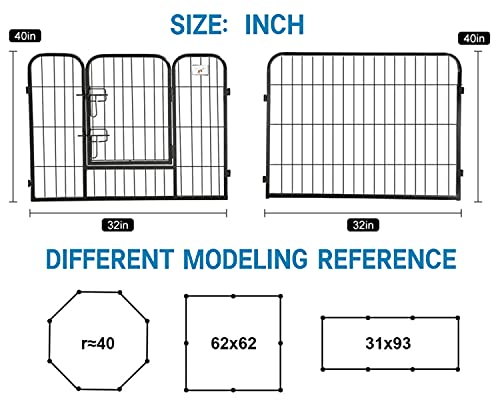 Dog Exercise Pen kennel 8panels Pet Fence 40 Inches Heavy Duty Folding Puppy Playpen with Door, Extra Large Indoor⦠- Image 7