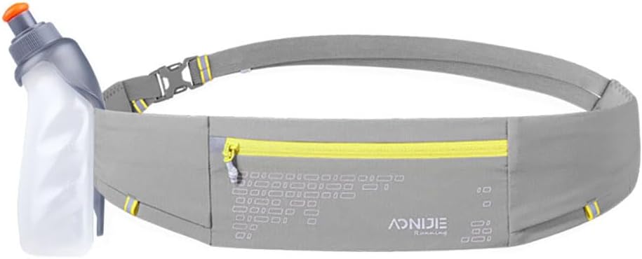 AONIJIE Hydration Running Belt with 250ML Water Bottle for Women and Men Hands-Free & Reflective Sports Waist Pack for Working Out (grey)