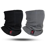 LANLFY 2PACK FR Neck Gaiter Flame Resistant 100% Cotton Face Mask 12CAL Full Cover CAT2 ARC Flash Welding Protector (Black-1pack & Grey-1pack)