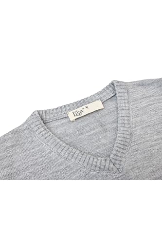 Lilax Toddler and Little Boys Sweater, V-Neck Knit Cardigan Sweater (5 Years, Gray) - Thumbnail 2