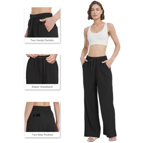 Womens Rayon Linen Wide Leg Casual Pants with Pockets Summer Breathable Palazzo Trousers for Women S M L XL4