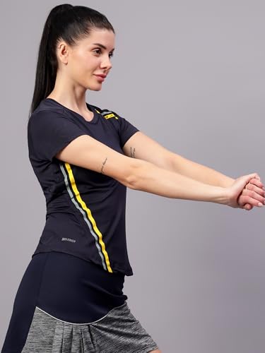 Image of Vector X Women's Plain Round Neck T-Shirt, Half Sleeves, Regular Fit, 80% Polyester 20% Spandex Lightweight Casual Sportswear Shirt Ideal for Gym Fitness Workout, Running, Yoga & Training