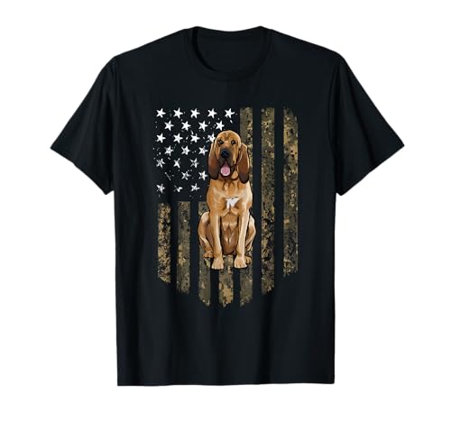 Camo American Flag Bloodhound 4th Of July USA T-Shirt