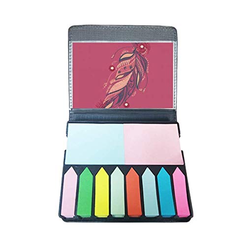 Note auto-adhésive plume rose et fleur marque page coloré pour organisation