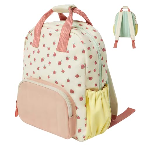 Süßer Kawaii Rucksack Mit Erdbeer-23x28x9 CM Rucksack Kindergarten, Stickerei Für Mädchen & Teenager – Leichter Schulrucksack Für Kindergarten & Schule – Trendiger Freizeitrucksack Mit Laptopfach