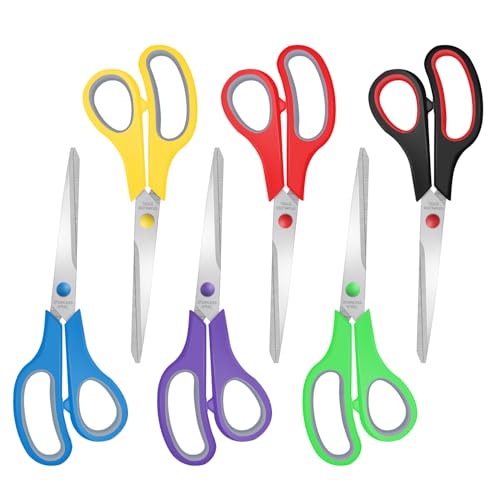Xnluothsk 6 Packs Sewing Craft Scissors Bulk,8\" Multipurpose Heavy Duty Sharp Scissors,Stainless Steel Shears for Home Office Student Supplies,6 Colors