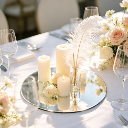 Image of 12PCS Round Mirror Plates for Centerpieces, Mirror Trays Flat 6 inch Circle Mirrors for Tables Mirror Centerpieces, Circle Mirror Candle Plates for Table Centerpieces Wedding Party (6inch)