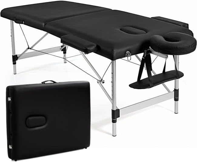 Portable Massage Table, Waterjoy 2 Folding Massage Bed Professional Spa Bed 84'' L long, Portable Facial Salon Tattoo Bed with Carry Case (Aluminium foot)