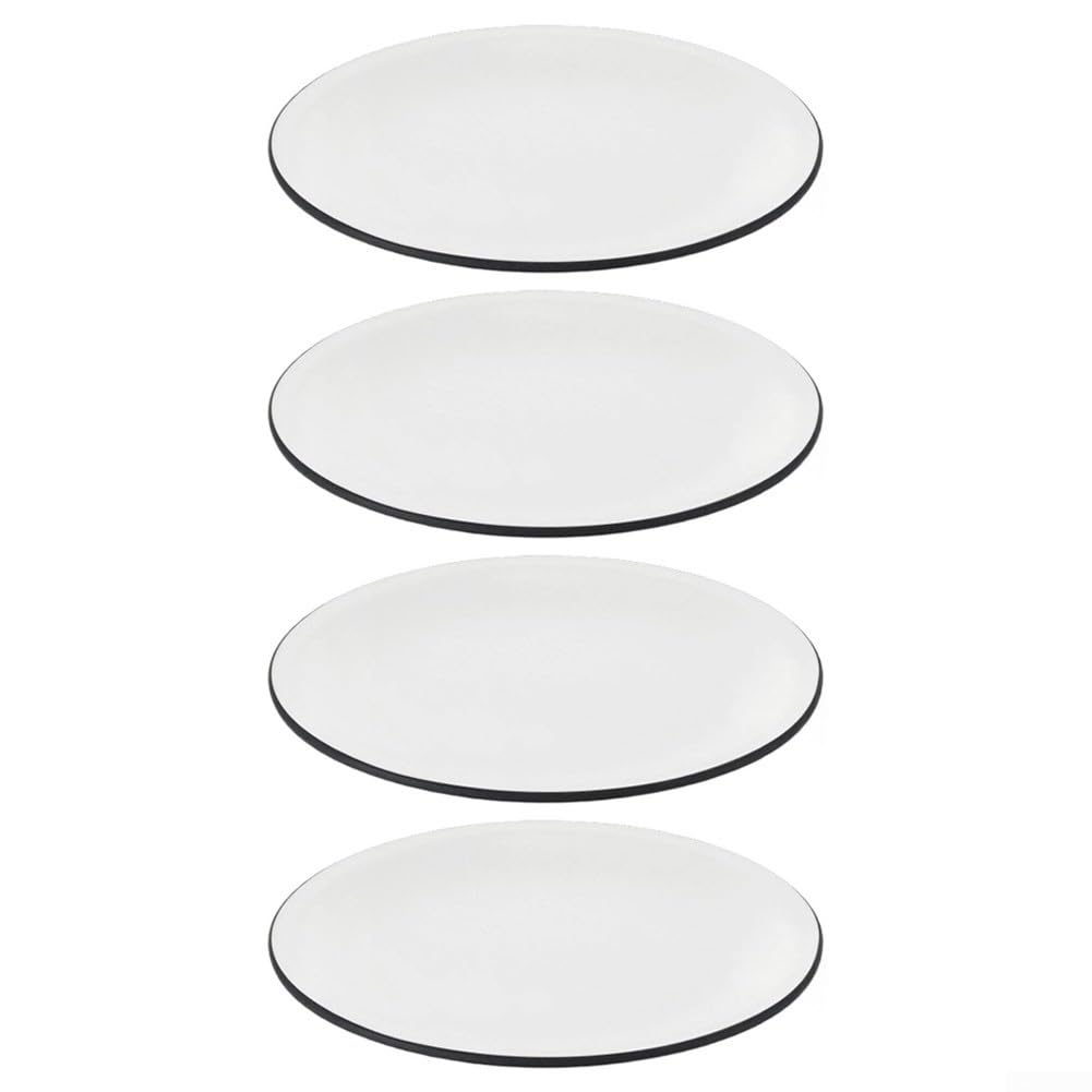 Juego de 4 platos redondos de melamina, planos, color negro, para bordes, resistentes a roturas, para restaurante o hogar, 22,8 cm (gris)