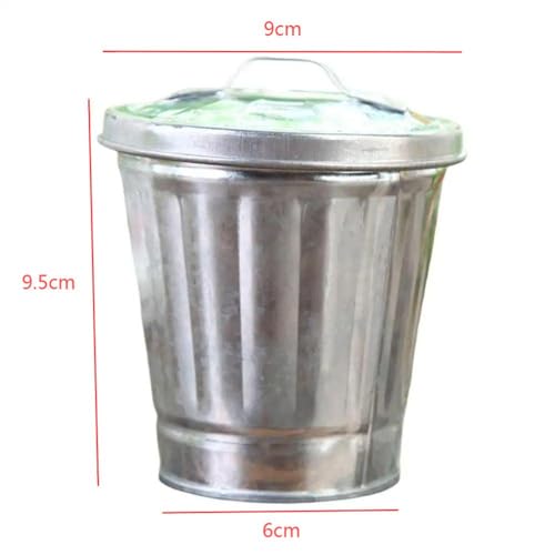 Mini bote de basura de hierro con tapa para escritorio miniatura 2
