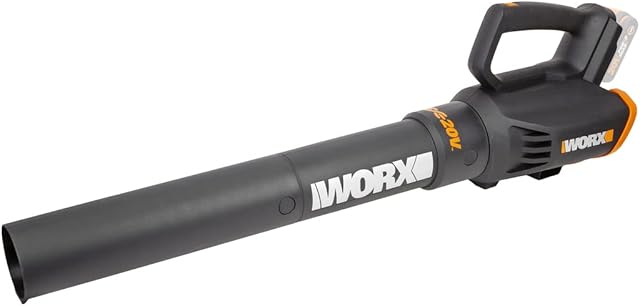 Worx WG547E.9 Cordless Leaf Blower 20V Turbine Technology, Two Speed Levels, One-Hand Operation, Without Battery & Charger, 20 V, Black/Orange
